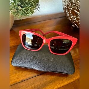 Balenciaga Womens Red Logo Sunglasses